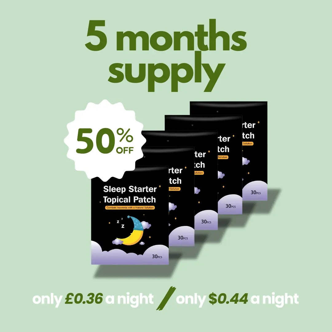Sleep patch bundle for 5 months with 50% off, costing only £0.36 or $0.44 per night.
